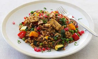 Barley pilaf with tofu