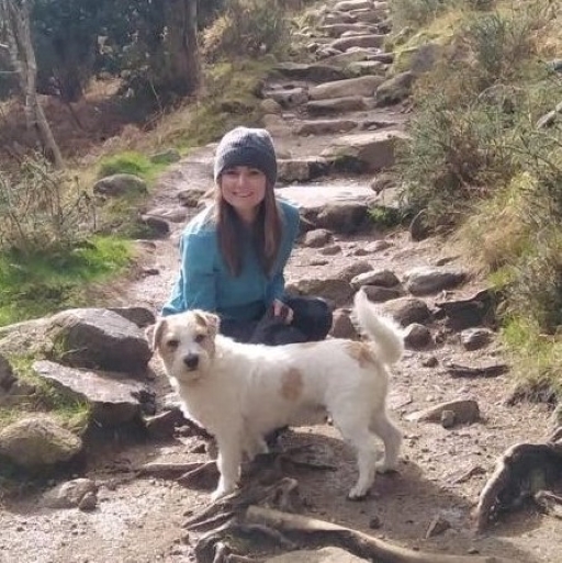 Image of Fiona on a walk with her dog