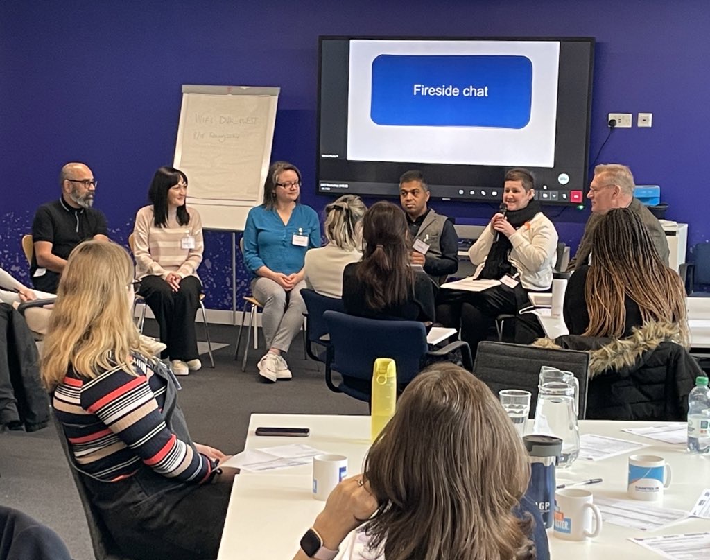 Experts by experience sitting in a circle discussing kidney disease and diabetes