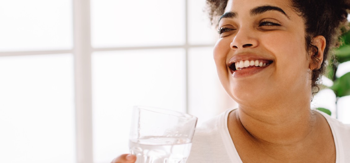 woman drinking water