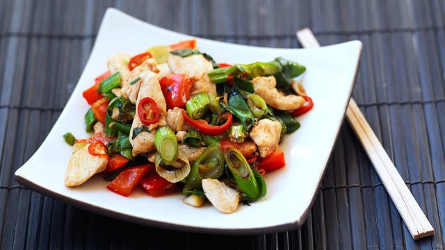 Plate of Thai chicken stir fry