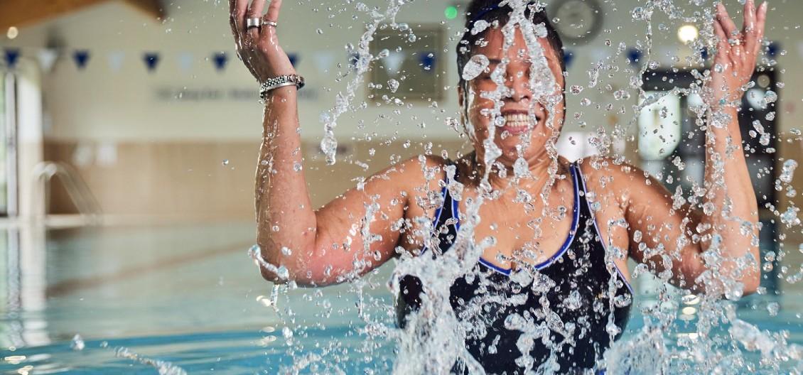 woman swimming in pool