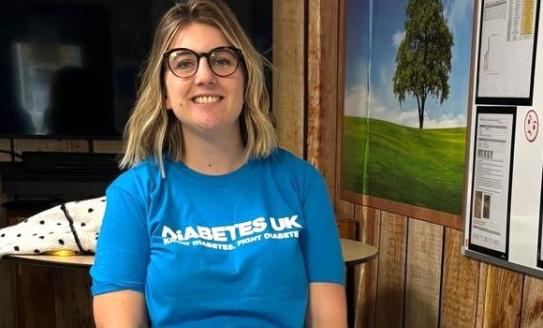 Sally Haler wearing a Diabetes UK t shirt