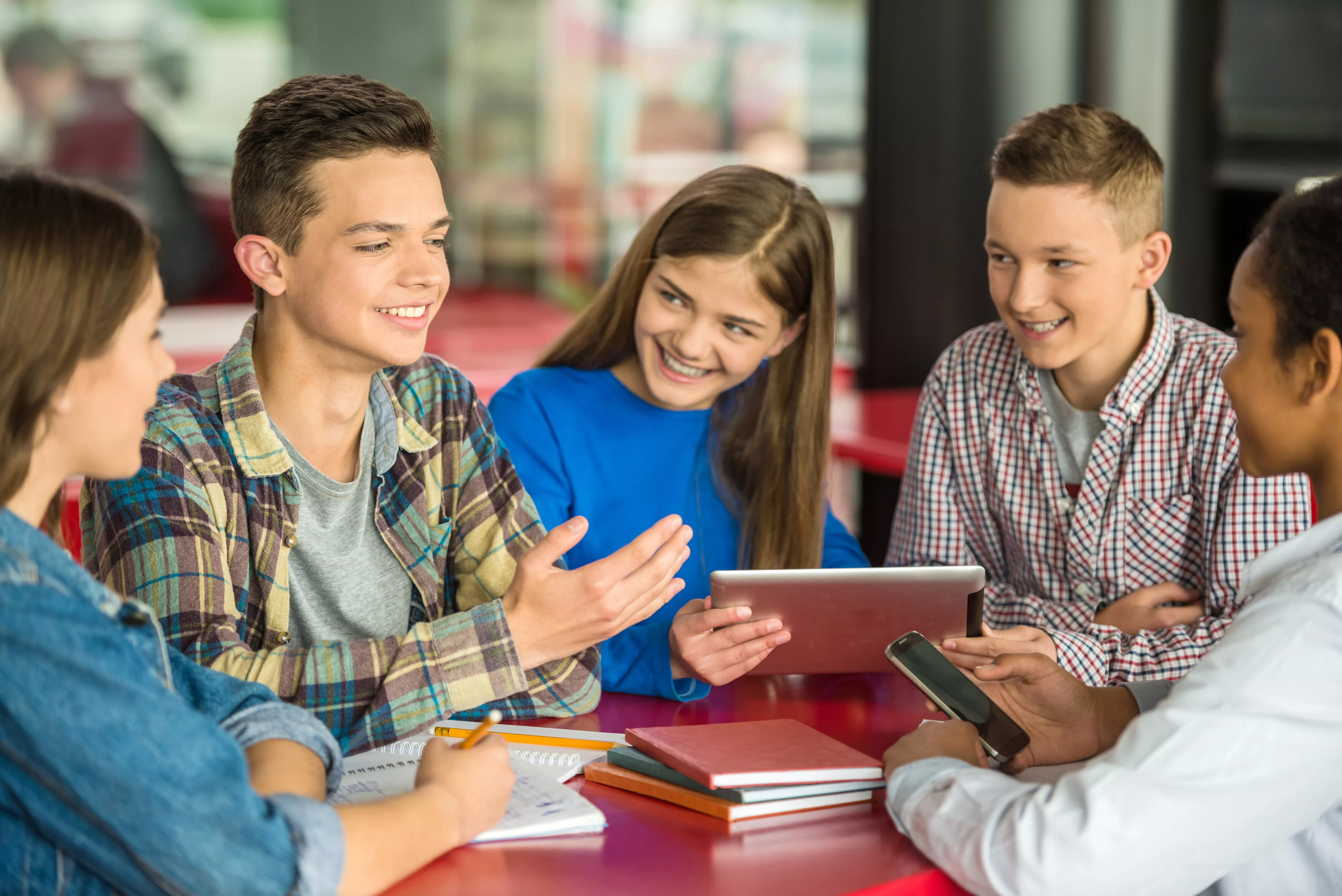 Group of teenagers talking