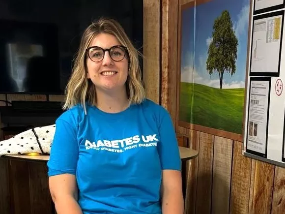 Sally Haler wearing a Diabetes UK t shirt