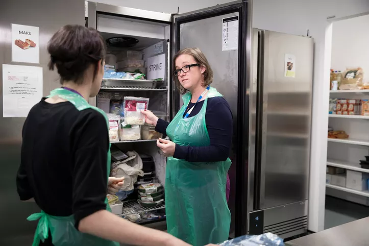 Professor Claire Meek preparing diet boxes