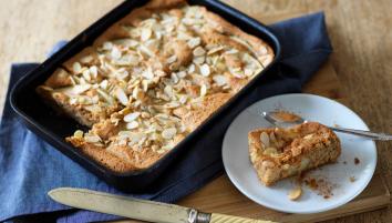 Pear and almond tray bake