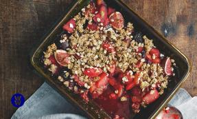 Poached fruit crumble