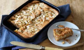 Pear and almond tray bake