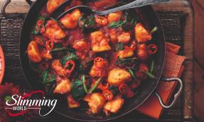 Bowl of sweet potato and spinach curry