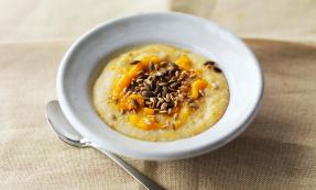 Apricot porridge with toasted seeds