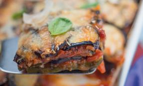 Aubergine and courgette Parmesan bake