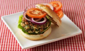 Black eyed bean, feta and herb burgers