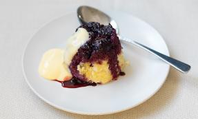 Blackberry upside down puddings