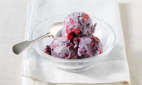 Blackcurrant and raspberry ice cream