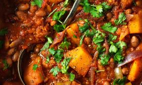 Butternut and borlotti bean stew