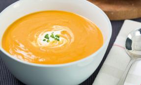 Roast butternut squash and red lentil soup