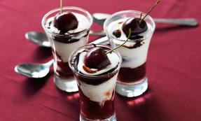 Cherry and chocolate dessert pot