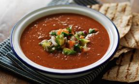 Chilli bean soup with avocado salsa