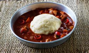 Fufu with chicken pepper soup