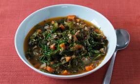 Kale and green lentil soup