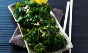 Stir-fried kale with chilli, ginger and garlic