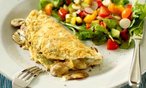 Mushroom and spring onion omelette