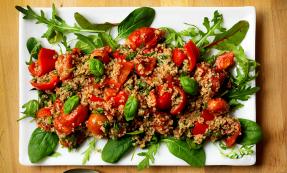 Roasted tomato and pepper bulgar wheat salad