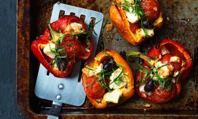 Roasted peppers with feta cheese