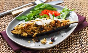 Herby stuffed aubergines