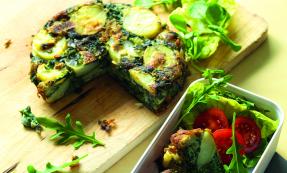 Spinach, red onion and potato tortilla