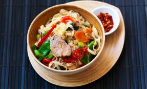 Thai style noodles with gingered pork