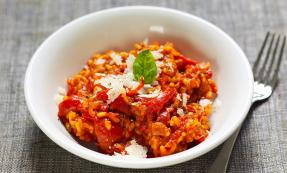 Tomato and red pepper risotto