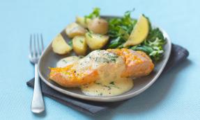 Trout with citrus and basil sauce