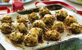 Butterbean, parsley and thyme stuffed mushrooms