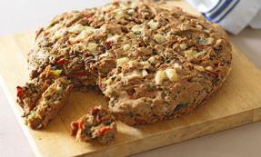 Caramelised onion, red pepper and courgette soda bread 