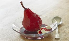 Pink poached pears 