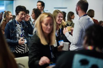 people interacting at an event